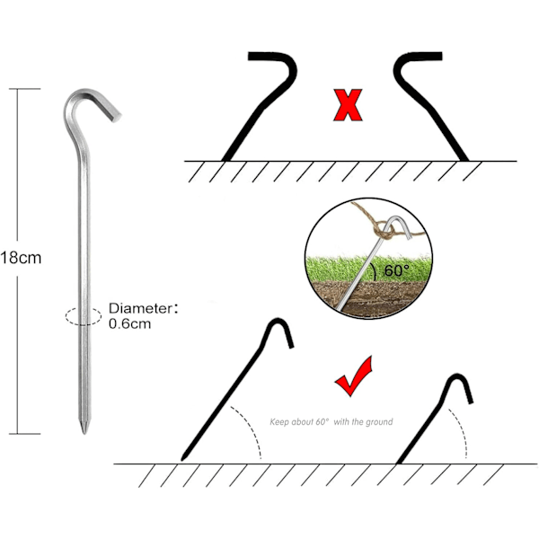 Campingpløkker, teltpløkker, teltpløkker, 14 stk. teltpløkker, aluminiumsteltpløkker til udendørs camping havearbejde 18cm