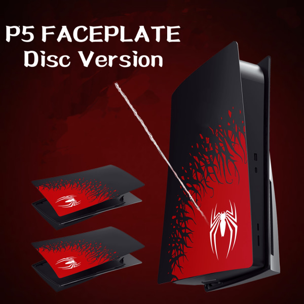 Premium ABS-ersättningstillbehör för PS5- cover, hård frontplatta passar Playstation 5 Spiderman-Perfet 1.0 Disc SPID