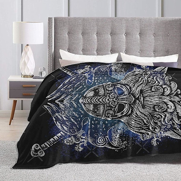 Ravner Norse Mythology Viking Kast Fleece Sofa Teppe Sengetøy Tykt Varmt For Barn, Anti-pilling Flanell, Hvit Svart, Flere Størrelser Godt Matchet Be 50x40in 125x100cm