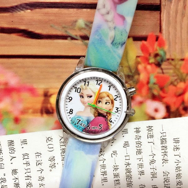 Frozen Aisha cartoon child girl printed luminous quartz watch