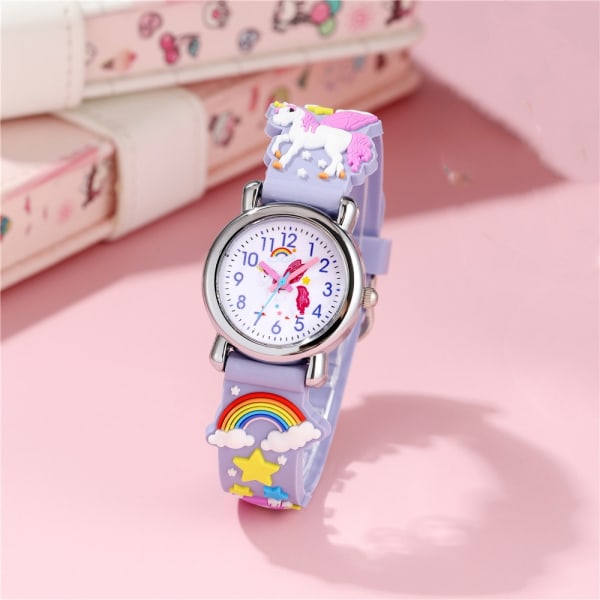 Watch(Purple Unicorn), Waterproof Children's Wristwatch Quart-WELLNGS