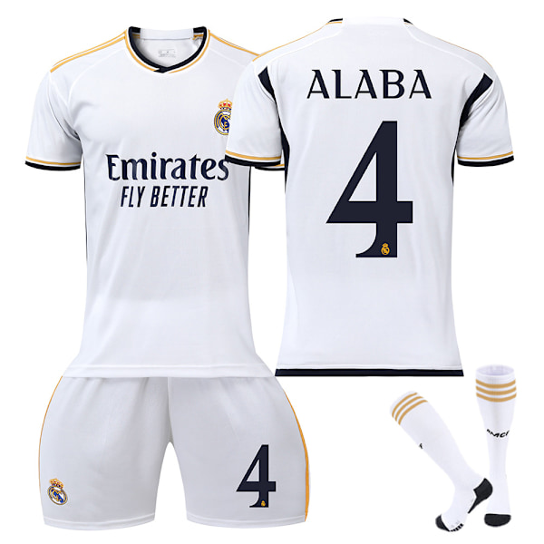 23/24 Real Madrid Børn og Voksne Træningsdragt Sportswear Sæt med Strømper No.4 ALABA No.4 ALABA 26