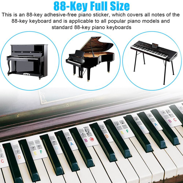 61/88Key Detachable Piano Keyboard Note Labels Reusable SiliconeP