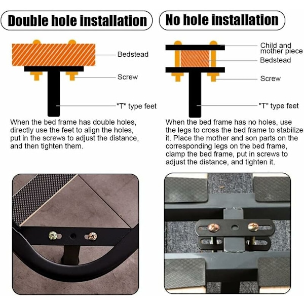Säädettävä musta sängynjalat Huonekalujalat Raskaat rimatukijalat Metallihuonekalujen tukijalat Sängynrunko Tarvikkeet T-kaksoisreikä ruuveilla 30