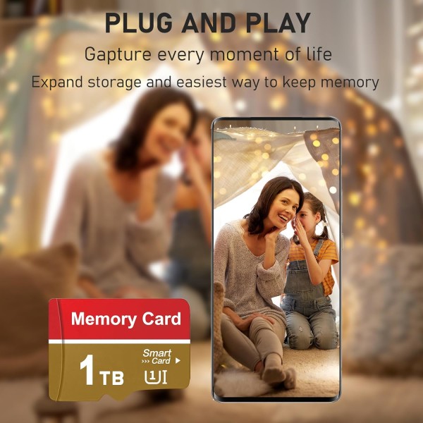 Minneskort 1TB höghastighetsminneskort Full HD Video TF-kort Extern lagring för surfplatta/PC/smarttelefon/kamera/dashkamera och drone