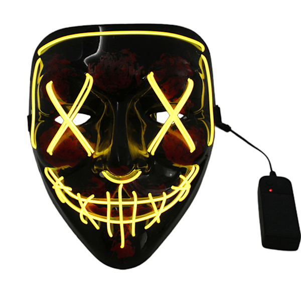 Neon-ompeleet LED-naamiomerkkivalo Purge Halloween-naamio naamioasu Cosplay-juhla Yellow