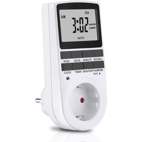 1 x Digital Timer Klocka Timer Socket Digitalt uttag med stor LCD-display och 10 x programmerbara program och slumpmässigt stöldskydd digital timer