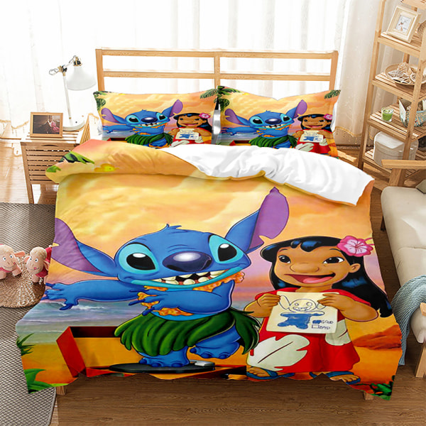 Children's three-piece set Stitch series cartoon animation 3D digital print on cover pillowcase SDZ16