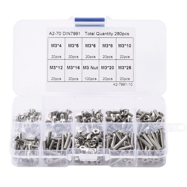 280 metric screws Bolts and nuts Assortment set M3 screws