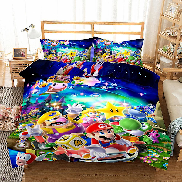 3D printed Super Mario bedding set duvet cover pillowcase children Christmas gift A017