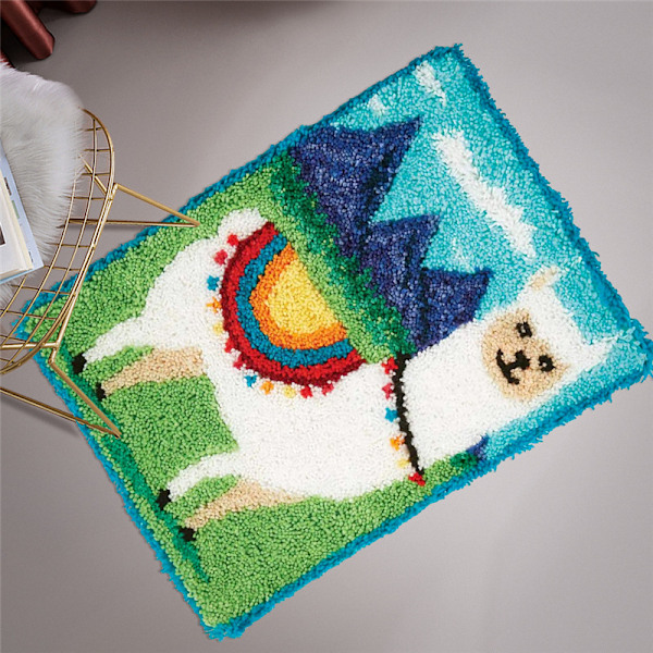 Mat making kit for adults and children, DIY rug, pillow, cross stitch, home decor, alpaca, 50x38cm