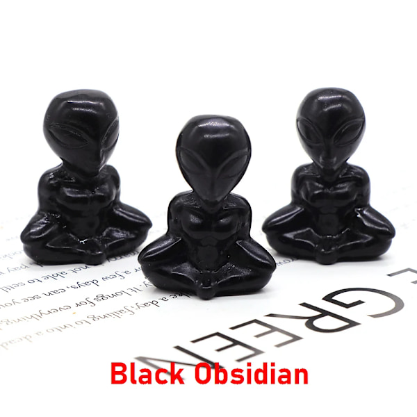 1,6\" Jooga Alien Veistos Luonnollinen Reiki Kivi Kristalli Kaiverrettu Abstrakti Taide Käsityöläinen Parantava Meditaatio Koti Makuuhuoneen Koriste Lahja Musta Obsidiaani Black Obsidian 20pcs