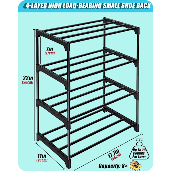 Lille skostativ stabelbart lille skostativ - Multifunktionelt metalskostativ (sort 4 lag)