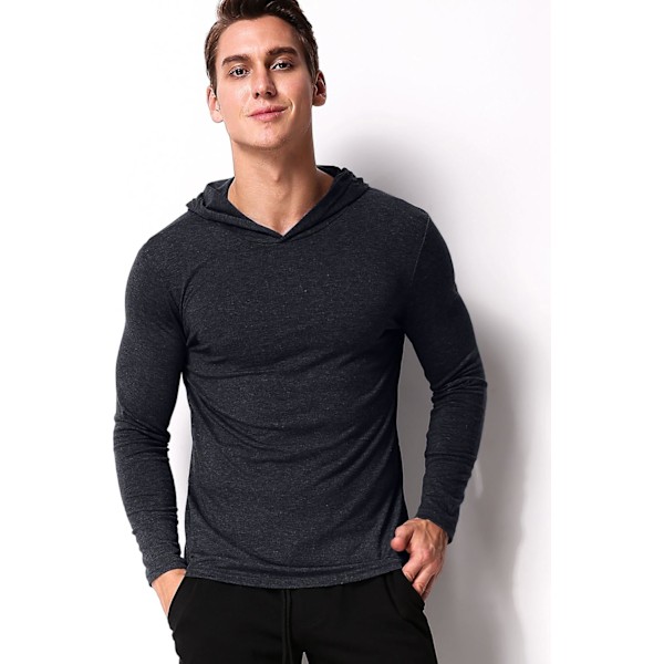 Herre letvægtshættetrøje langærmet pullover T-shirt casual slim fit hættetrøje V-hals let hættetrøje