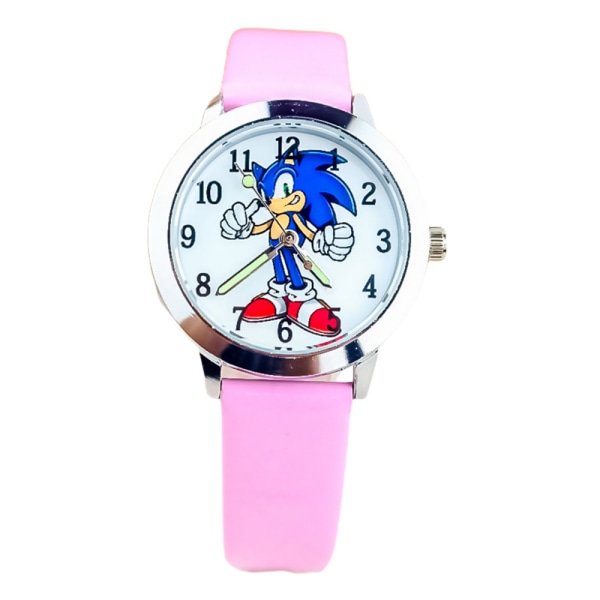 Sonic The Hedgehog Character Cartoon Leather Band Watch pink