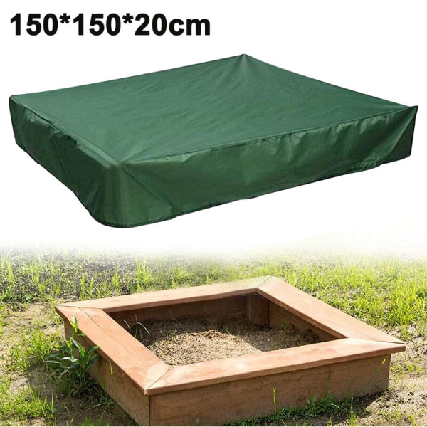 Cover, fyrkantigt cover för sand och leksaker från damm och regn, sandtak med dragsko, cover, 150x150x20cm, grön