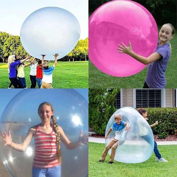 Bubbelboll leksak för vuxna barn, uppblåsbar vattenboll kul sommar strand trädgård boll mjuk gummiball utomhusspel present blå 40cm