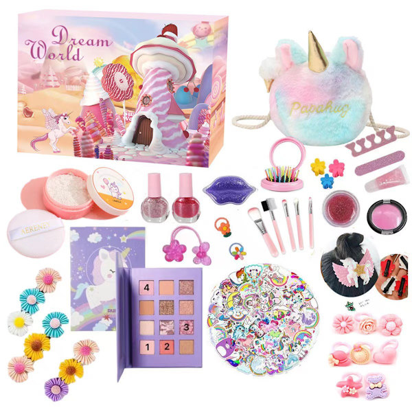 Børnemakeup Blind Box DIY Kosmetik Neglesalon Pige Dukke Tøj Julegave Hånddrevet Nedtællingskalender st-029 55 piece set