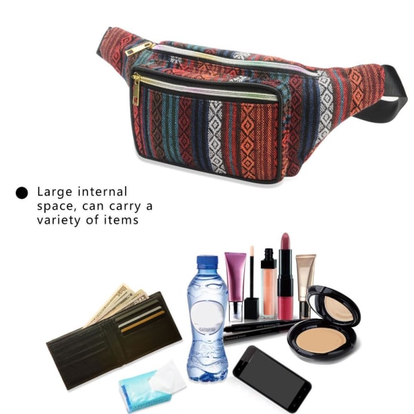 Boho Fanny Pack Rintapussi Vyötärölaukku C