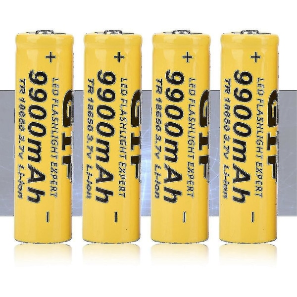 4 st Ficklampa Batteri Gif 9900mah 18650 Uppladdningsbart batteri Gul