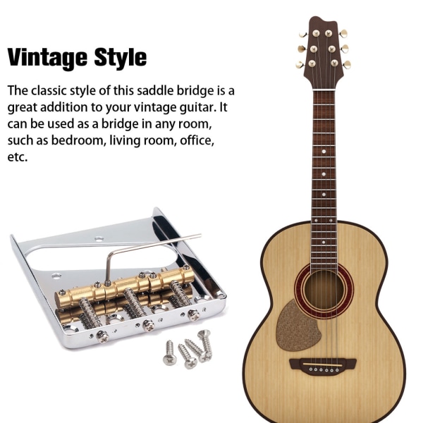 Chrome 6 Strings Vintage Guitar Bridge Mässing Sadelbroar med