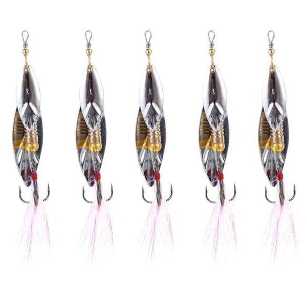 HURRISE Fishing Lure 5pcs Aluminum Alloy Sequin Bait Catfish Spinning Lure Fishing Tackle (10g