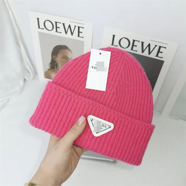 Strikke lue Høst Vinter Varm lue rosa pink prada One size