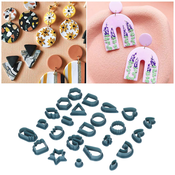 142 Pcs Dark Blue Polymer Clay Cutter Set Plastic Polymer Clay Cutter Tools DIY Clay Jewelry Earring Making Kit Gifts