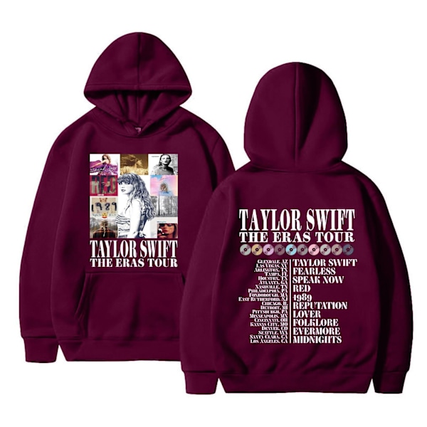 Julegave 2023 Taylor Swift Fans Hoodie Høst og Vintergenser for menn og kvinner Juljakke Claret Claret M