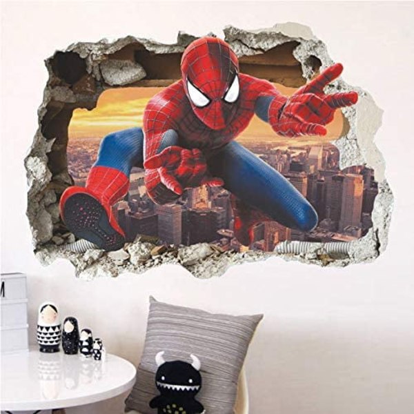 Spiderman-seinätarrat 3D-efektitarrat Huoneen sisustus Koriste Jättimäinen siirrettävä itseliimautuva seinätarra lapsille Spiderman-seinäkoriste