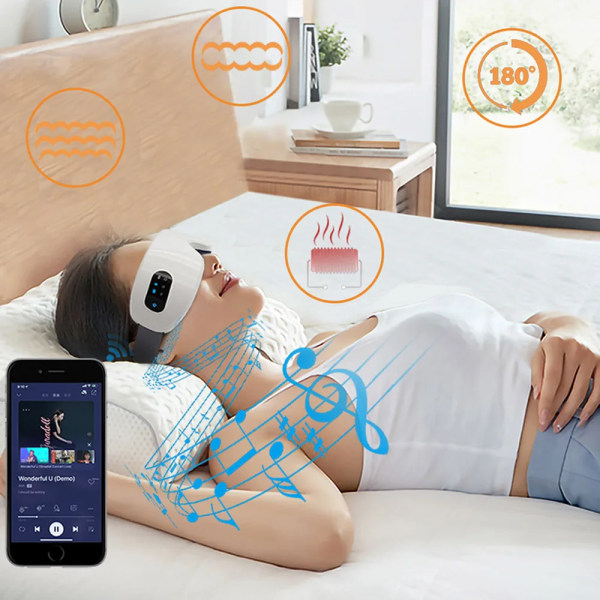4D Smart Eye Massager Trådlös Vibrationsögonvårdsinstrument Varm Kompress Bluetooth Ögonmassage Glasögon Trötthet Väska Rynka