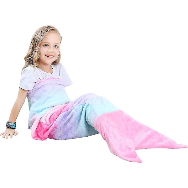 Children's Mermaid Blanket, Soft Warm Plush Fleece Sleeping Bag Blanket