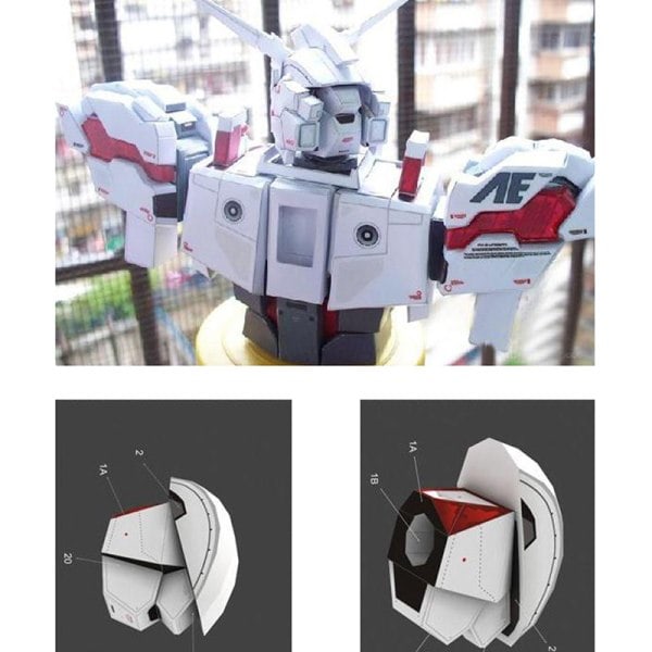 3D-paperimalli Lady RX-0 Unicorn DIY-papercraft-lelut