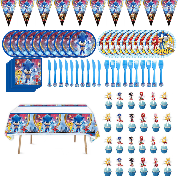 Sonic Party servis Set dekoration för födelsedag