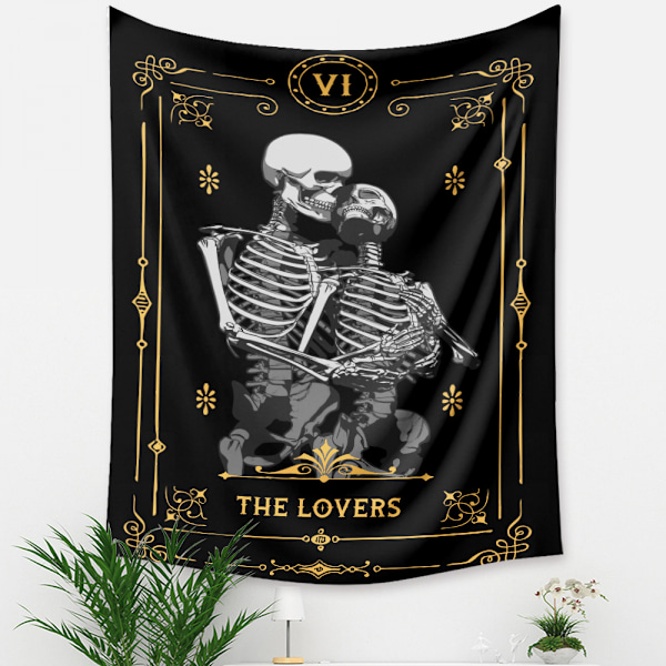 Wekity Skull Tarot Tapet Estetisk Kunst Hjem Bakgrunn Stoff Ornament Gave Basseng Gobelin Stue Soverom Ornament (LOVER, 29 X 38 tommer)