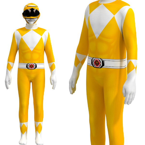 Uusi aikuisten lasten Power Rangers Mighty Morphin -hyppyasu, juhlava keltainen yellow 110