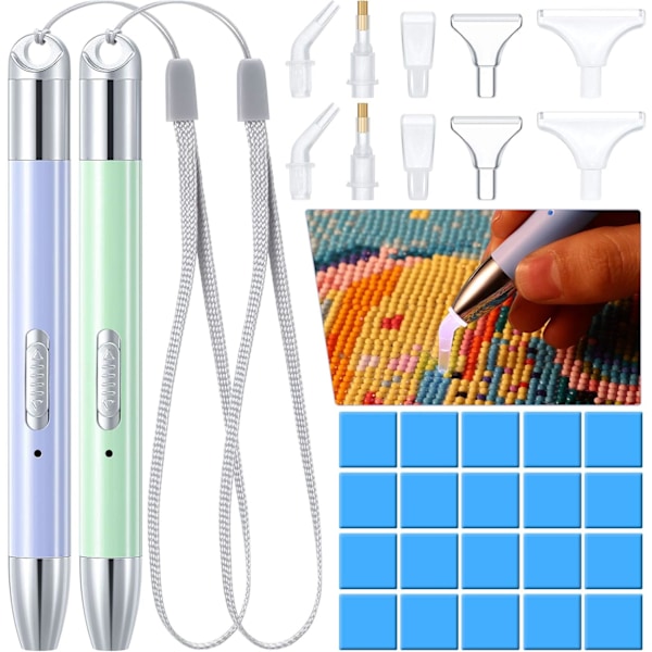 LED diamond painting 5D diamond painting Point Drill Pen USB Rechargeable lighting drill pen with 10 pen heads and 20 pcs glue Cl Sunmostar