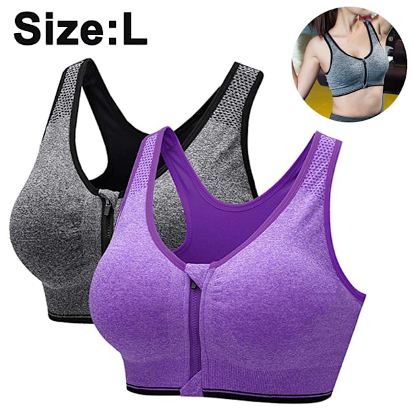 Sports bra for women with front zipper, wireless active yoga bra