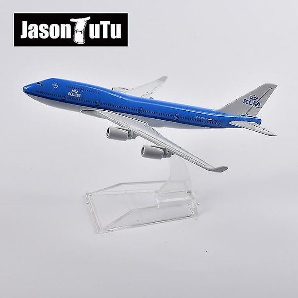 Jason Tutu 16cm KLM Boeing 747 Flymodell Flymodell Flymodell 1:400 Skala Diecast Metall Dutch Airlines Presente Samling Drop