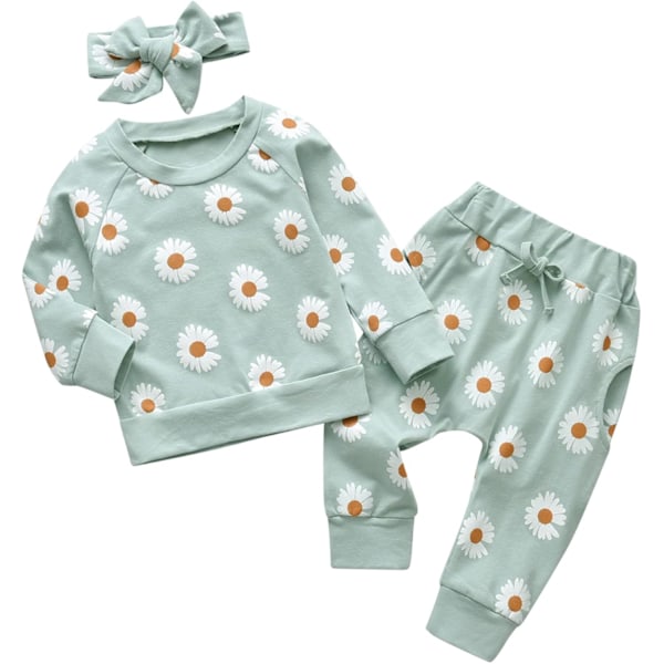 Newborn baby girl clothes with print flower 3 piece set