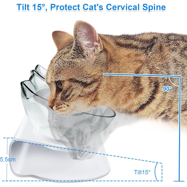Dobbel matskål med hevet stativ for katter og små hunder