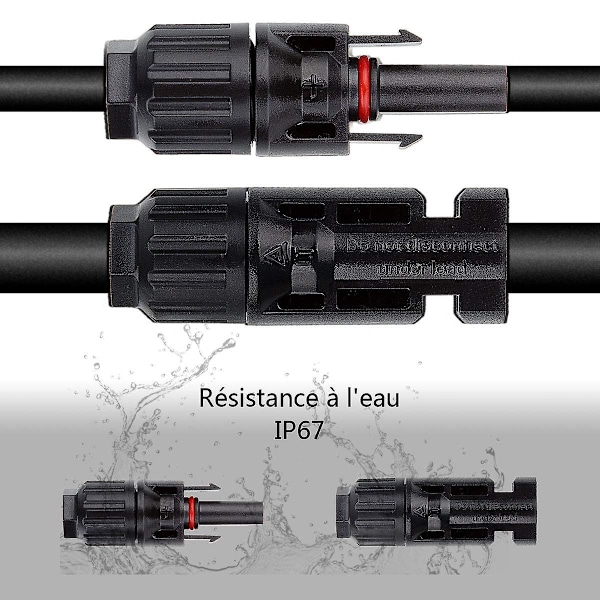 10 paria Mc4 uros/naarasliitintä aurinkopaneelin kaapelille Aurinkojärjestelmä Aurinkopaneelit Kaapeliasusteet Vedenpitävä - Musta