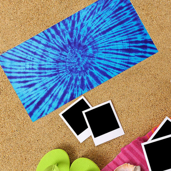 Strandhandduk överdimensionerad 75*150 cm Sandfria handdukar, Camping Sport Strandtillbehör, blå slipsfärg Blue tie-dye