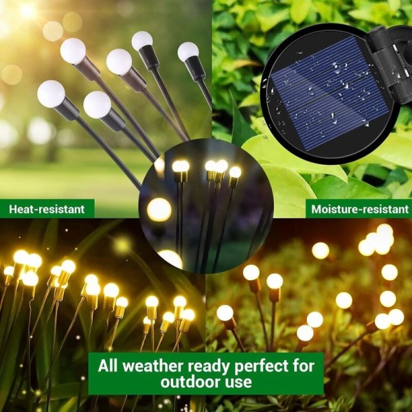 6 delar 8 LED Solar Garden Light, dekorativ utomhussoleld