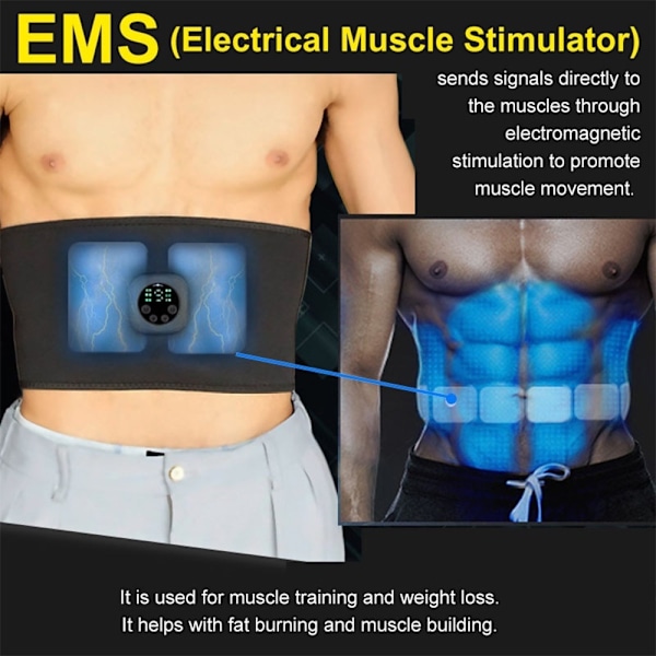 Ems Elektrisk Mage Slankende Belte Midjebånd Smart Mage Muskel Stimulator Abs Trener Fitness