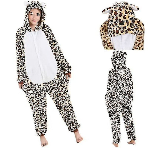 Unisex Vuxen Kigurumi djurkaraktärskostym Onesie Pyjamas Onepiece Leopard Leopard M
