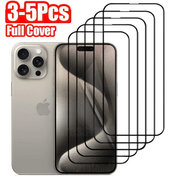 3-5 st heltäckande cover för iPhone 15 14 13 12 11 Pro Max skyddsglas för iPhone X XR XS Max härdat glasfilm För iPhone 13Pro Max For iPhone 13 Pro Max 5 Pieces