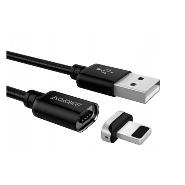 BU1 magnetisk USB kabel för iphone svart black