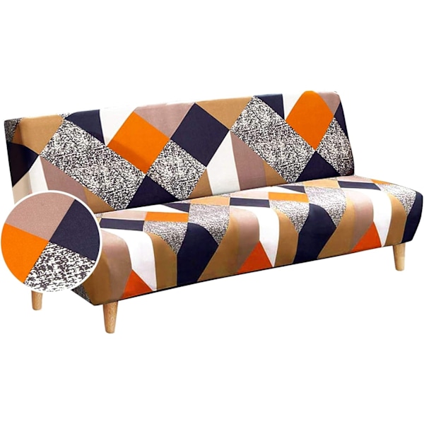 Clic Clac Sofa Cover Sofa Cover Stretch Elastic Sofa Cover Print (Orange And Black