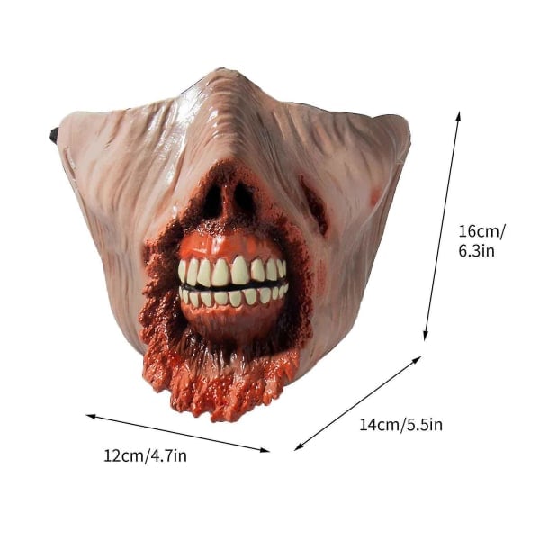 IC Halloween-koristeet Halloween Open Mouth Burn Horror Half Face Latex Mask Uusi tuote Maski